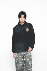25SS ウォッシングエンボラグビースウェットシャツ ブラック