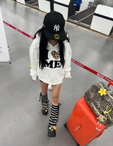 leopard print eye love oversized fit hoodie