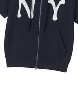 NY APLIQUE SS HOOD ZIP UP NAVY