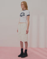 アロハフラワーリンガークロップTシャツ-WHITE