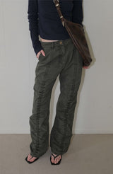 C SHIRRING DETAIL PANTS_KHAKI