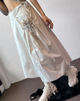 Muti Shirring Pocket H-Line Long Wide Skirt 4color
