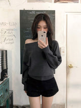 #ビューティフルボートネックワンショルダーニット (3color)