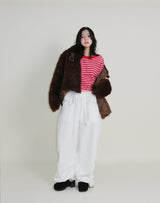 Rachel Two-Belt Detail Short Length Fur Jacket (Lining Quilted)
