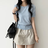 Selling round short sleeve knit