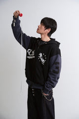 COMBINATION UNICORN VARSITY HOOD ZIP UP BLACK