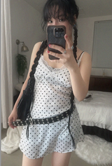 SATIN DOT LACE BUSTIER MINI DRESS (WHITE, BLACK 2COLORS!)
