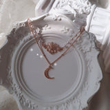 Art Nouveau Moon Necklace - Rosegold Color