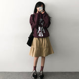 A-Sean Pintuck Slit Flared Skirt