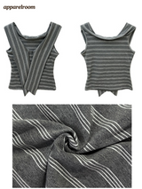 Gray Stripe Strap Sleeveless T-shirt