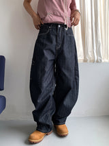 HERRINGBONE NONFADE BALLOON JEANS