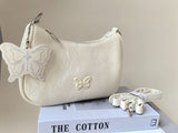 Butterfly Wappen Patch Faux Leather Shoulder Bag