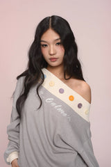 eat me plz* ボタンダウンショルダーレングスウォームロングスリーブフーディフォアオータムアンドウィンター