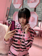 Hot pink zebra phone case (black glass) - standard(non-magsafe)