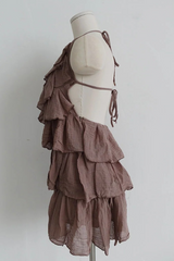 DRAMATIC OPEN-BACK RUFFLE MINI DRESS