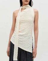 One Shoulder Lace Top _ IVORY