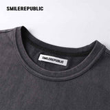 Washed Charcoal Gray 100% Cotton Shoe Sole Graphic Crew Neck Short Sleeve T Shirt