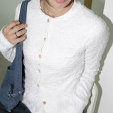 Moken Bubble Wood Button Long Sleeve Cardigan