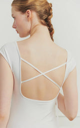 DEW COWL SWIMSUIT white