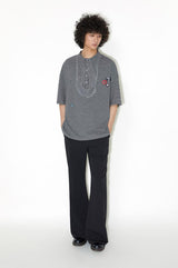 Lace stripe polo short-sleeved T-shirt