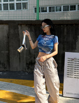 オーシャンシースルークロップ半袖Tシャツ