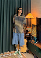 Striped Collar Short-Sleeve T 3COLOR