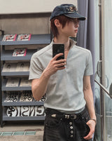 ジデン ハーフジップ リブ ショートスリーブ Tシャツ