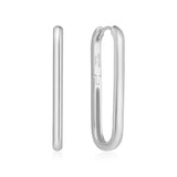 silver tube oversized u hoop rhodium plating + 925 silver earrings E062-07H