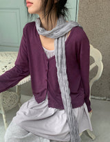 Genoc V-Neck Slim Fit Color Cardigan