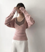 eove pink v sleeveless + wrap slim top set
