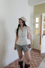 TWINKLE TWEED PUFF JACKET BLOUSE IN IVORY