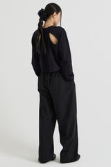 コットンレイヤード長袖Tシャツ, Black