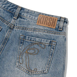 KIRSH プレーンセミワイドデニムスカートパンツ【ライトブルー】