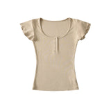 Elin U-Neck Slim Cap Tee