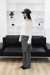 [Sepia] Wrap skirt pants set - only skirt (Gray/Black)