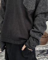ルシーネ ツートーンフィンガーホールヘンリーネックニット