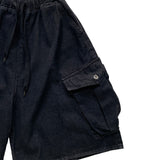 Dark denim balloon bermuda pants