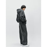 Oversized Full Zip Hoodie - Washed Black