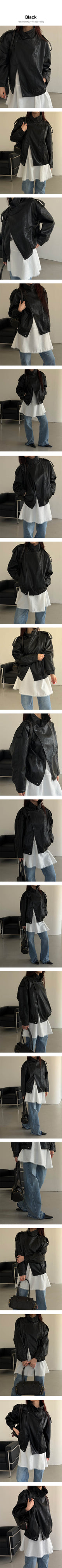 Move high neck leather jacket
