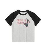 Wストロベリーラグラン半袖Tシャツ グレー(CV2FMFT545A)