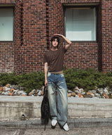Exing Fading Washing Denim Pants