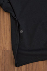 One-Shoulder Button Drape Top (Black)