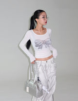 Silver Wang Ribbon Kitchen Long-Sleeved T-Shirt