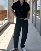 [SET UP가능] Cotton semi wide denim pants(2color)