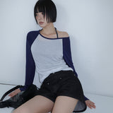 [Antique] Boat Neck See-Through Raglan Long-Sleeve T-Shirt - 3 Colors