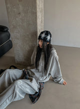 Knits incision wide jogger pants
