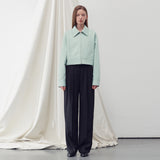 STITCH DETAILED BOMBER JACKET PASTEL MINT