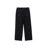 Back-banding raw denim pants