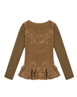 グロッシーフリルトップス _ BROWN