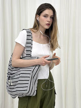 STRIPE STRAP SHOULDER BAG / GREY